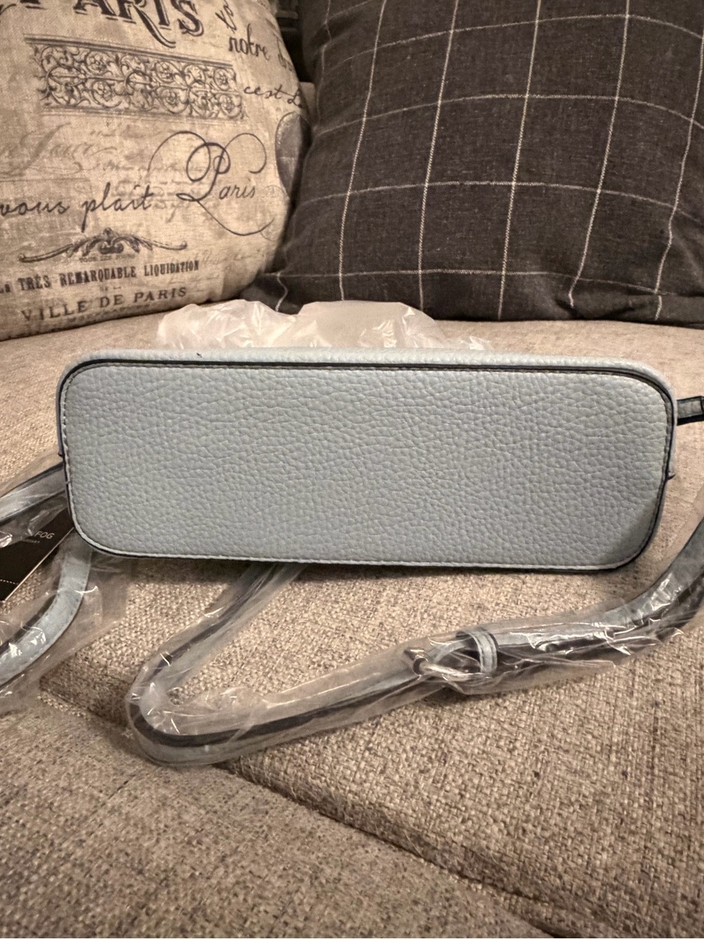 London Fog Light Blue Pebbled Dome Crossbody with Silver Hardware - Picture 5 of 5